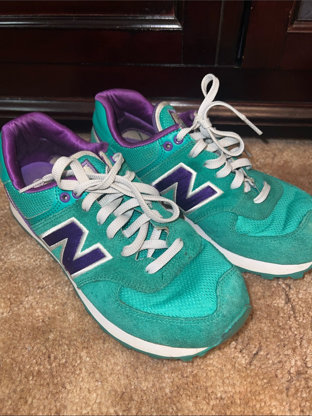 New Balance 574 Teal and Purple Stadium Jacket Sneakers